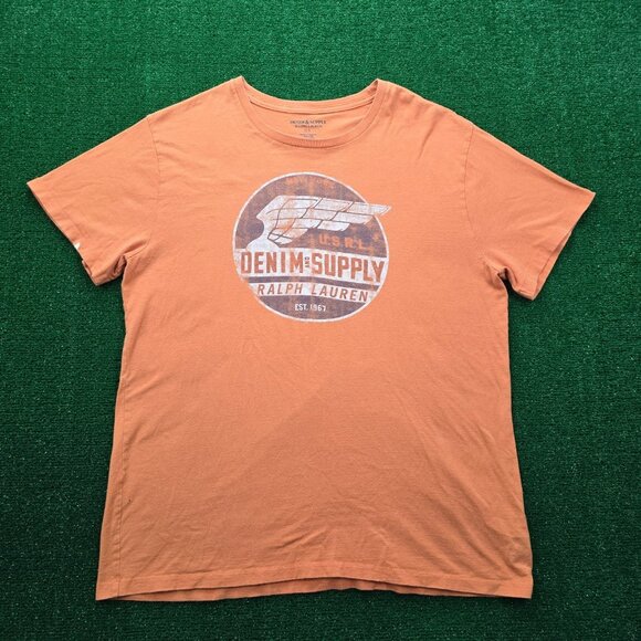 Ralph Lauren Denim & Supply Tshirt Mens XL Orange Short Sleeve USRL Casual Tee - Picture 1 of 8